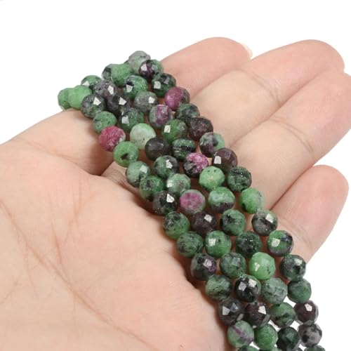 6mm Green Ruby Zoisite Faceted Gemstone Round Loose Beads Strand 15.5-16" DIY Jewelry Making - color: Green Ruby Zoisite