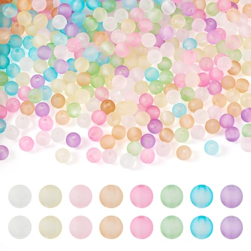 400Pcs 6mm Acrylic Beads Frosted Pony Bead Candy Color Small Pastel Beads Round Kandi Bead Spacers for Crafts DIY Necklace Bracelets Keychain Lanyards Jewelry Making Supplies - color: 8 Colors, Round