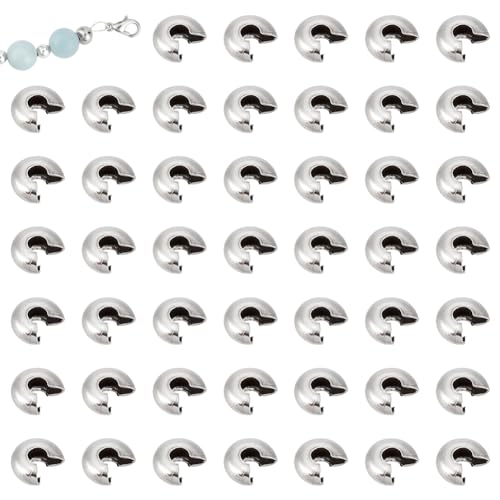 UNICRAFTALE About 200Pcs Crimp Bead Knot Covers 5.8mm Half Round Open Crimp Beads Covers Open Crimp Beads Stainless Steel Crimp Beads for DIY Bracelets Jewelry Makings - size: 1.8mm