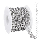YOUBEIYEE 6.5 Feet Silver Chains Bulk Oval Link Chain Roll Chunky Stainless Steel Chain for Jewelry Making - color: Circle Silver