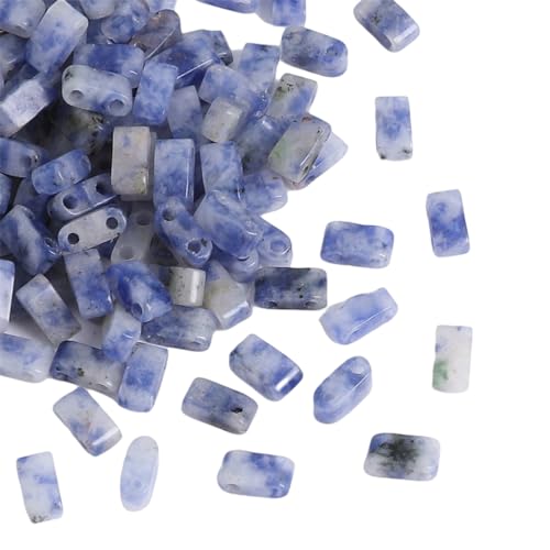 Beadia Natural Blue Sodalite Stone Tila Beads 5x2mm Rectangle 2-Hole Spacer Beads for DIY Bracelet Earring Making 15"/Strand - color: Blue Sodalite, size: 5x2mm