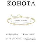 KOHOTA Silver Gold Bracelets for Women Trendy 14K Gold Plated Bracelet for Women Non Tarnish Dainty Stackable Clover Flower Heart Butterfly Diamond CZ Charm Station Bracelets Stack Jewelry Gifts - color: D: Diamond Station-Gold