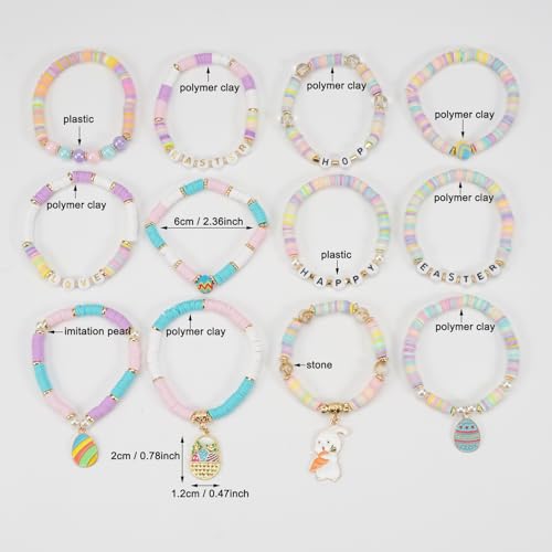 Twinfree Bohemia Beaded Bracelet for Women, Polymer Clay Stretch Bracelets - color: color 40