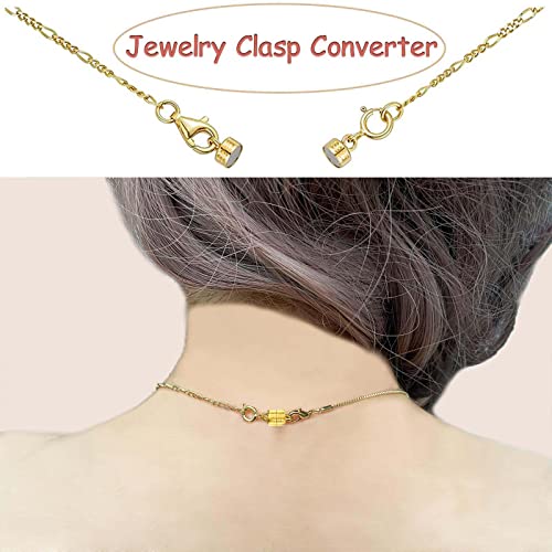 OHINGLT 14K Gold Plated 925 Sterling Silver Magnetic Necklace Clasps and Closures,Gold and Silver Bracelet Clasp Converter for Jewelry Making Supplies,Chain Extender Connector for Bracelet - color: Gold