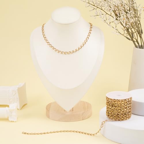 Jabogrii 16.4 Feet Stainless Steel Oval Lip Chain for Jewelry Making Gold Chain Roll DIY Craft Jewelry Making Findings - color: Oval Lip Gold