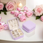 Vlando Small Faux Leather Travel Jewelry Box Organizer Display Storage Case for Rings Earrings Necklace, Purple - color: Purple