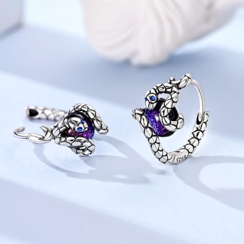 LAZA 925 Sterling Silver Hoop Earrings for Women, Sterling Silver Butterfly Hoops Colorful Flowers Hoop Huggie Earrings Hypoallergenic Jewelry Gifts for Women - color: Snakelike Earring