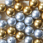 50PCS 20MM Bubblegum Beads for Pens, Matted Gold Silvery Chunky Disco Ball Large Acrylic Round Beads for Bag Focal Beadable Pen Keychain Making Jewelry Bracelet Making DIY Crafts - color: Matted Gold Silvery