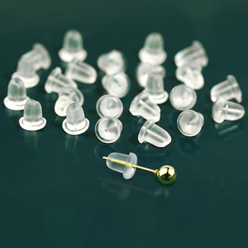 Silicone Earring Backs, 200 Pieces Clear Hypoallergenic Stoppers for Stud, Post, Hoop, Fishhook Earrings