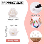 Beadthoven 20pcs Opaque Resin Rose Flower Beads White Floral Flat Base Cabochons Embellishment for DIY Scrapbooking Jewelry Making 9x7mm Hole: 1mm - color: White#9x7mm-20pcs