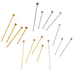 Craftdady 1600Pcs Flat Head Pins Ball Point Headpins 2 Colors Metal Wire Needle Pin Set for Earring Pendant Jewelry Necklace Bracelet Making (18mm/20mm/24-25mm/30mm) - color: Gold & Platinum, Flat & Ball Head Pins
