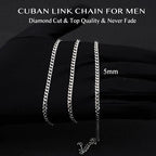 3.5mm/5mm Silver Stainless Steel Cuban Link Chain Necklace Jewelry for Men, 18-26 Inches - size: 18 Inches, style: 5mm-Silver