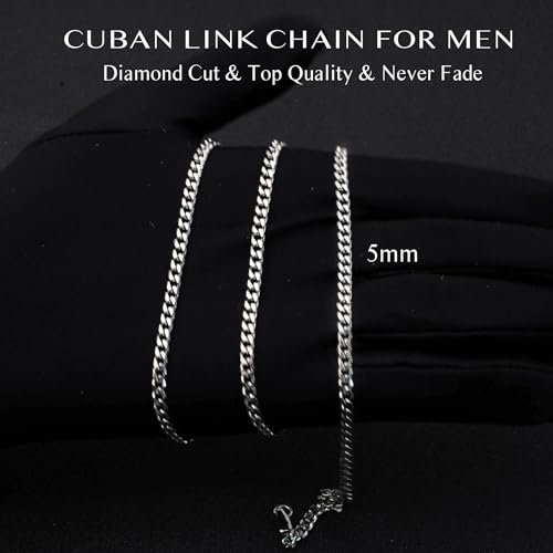 3.5mm/5mm Silver Stainless Steel Cuban Link Chain Necklace Jewelry for Men, 18-26 Inches - size: 22 Inches, style: 5mm-Silver