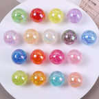 60PCS 20MM Bubblegum Beads for Pens, Mixed Color Crackle Disco Ball Chunky Large Acrylic Round Beads for Bag Focal Beadable Pen Keychain Making Jewelry Bracelet Making DIY Crafts - color: Crackle Beads
