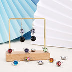 Pandahall 20pcs Mixed Color Glass Gemstone Pendants Flat Round Glass Links Charms with Double 304 Stainless Steel Bail Connectors for Bracelet Jewelry Making (Silver)