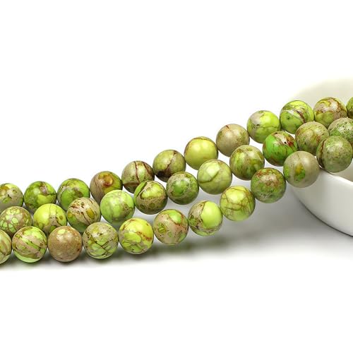 MJDCB 6mm Fruit Green Imperial Jasper Gemstone Beads Round Loose Stone Bead for Jewelry Making Bracelets Necklaces - color: Fruit Green Imperial Jasper, size: 6mm