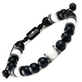 Mens Beaded Bracelet - Stone Jewelry, Black Onyx Hematite Bracelets, Mens Accessories, Adjustable - style: Duality