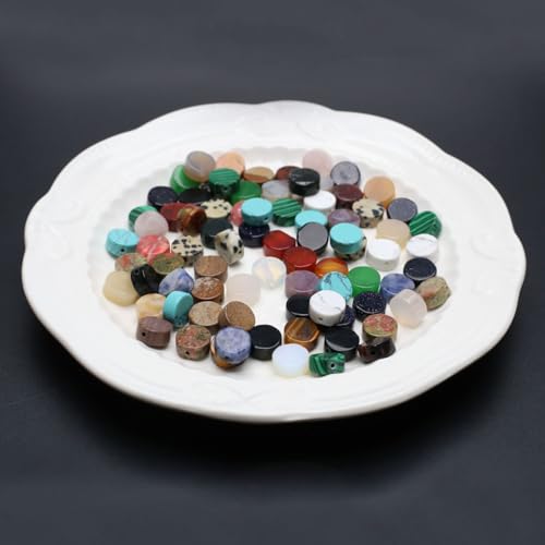 40 Pcs Healing Loose Beads Round Shape Natural Necklace Stone Pendants Crystal Charms for Jewelry Making DIY Craft - color: round