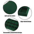 Velvet Jewelry Organizer Trays Dark Green Stackable Jewelry Storage Display Tray with Removable Dividers, 18 Grids - color: Dark Green