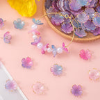 100pcs Cherry Blossom Beads, 5-Petal Purple Gradient Acrylic Flower Beads, Mini Spacer Hair Accessories Halloween Christmas for Bracelets Earring Jewelry Making - color: Purple