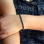 Ganbatte Handmade Beaded Bracelet, Natural Stone and Silver Stainless Steel, Boho Style Women's Jewelry - color: Lapis Lazuli