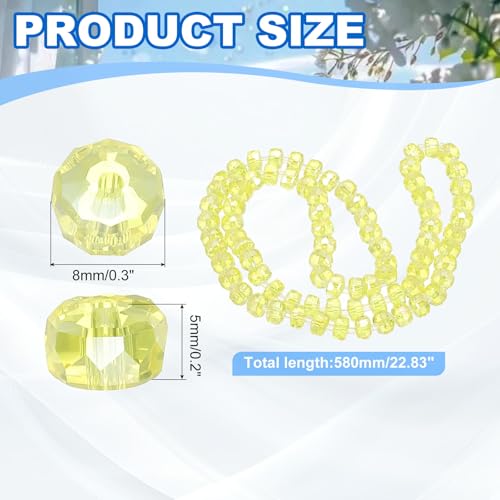 PATIKIL 75 Pcs 8mm OD 5mm Thick Crystal Glass Beads, Rondelle Crystal Beads Faceted Cut Gemstone Strand with Spacer Beads for Craft, Bracelet, Necklace, Lemon Yellow - color: Lemon Yellow