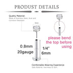 QWALIT Piercing Taper Threadless Insertion Tool - Titanium Labret Pin 16g, 18g, 20g - color: F11 - Silver Thin 20g