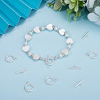 Beebeecraft 15Pcs Toggle Clasps 925 Sterling Silver Plated T-bar Closure Round Claps Jewelry Findings with Storage Box for Necklaces Bracelets Making
