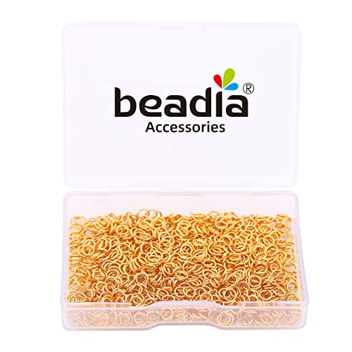 BEADIA 18K Gold Plated Jump Rings Non Tarnish 4mm 900pcs for Jewelry Making Findings - color: Gold, size: 0.5x4mm