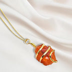 Amazing Gemstone Crystals and Healing Stones Carnelian Necklace - Gold Chain Necklace Pendant - Real Crystal Necklace - color: Gold Spiral Raw, size: 1 PIECE