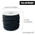2mm Elastic Cord, QBJAYTY 42m Black Elastic Cord Stretchy Stretch String for Bracelets, Necklaces, Sewing, Journals Notebooks Binding, Black-2 Rolls (2mm)