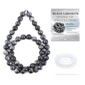 Natural Stone Beads Round Genuine Real Stone Beading Strand Loose Gemstones DIY Smooth Bead for Bracelet Necklace Earrings Jewelry Making (Black Larvikite, 8mm 45 Pieces) - color: Black Larvikite, size: 8mm 45pcs