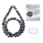 Natural Stone Beads Round Genuine Real Stone Beading Strand Loose Gemstones DIY Smooth Bead for Bracelet Necklace Earrings Jewelry Making (Black Larvikite, 8mm 45 Pieces) - color: Black Larvikite, size: 8mm 45pcs