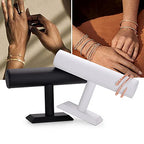 T-bar Jewelry Organizer Display For Watches, Bracelet White PU Jewelry Display Stand - color: 1 tier-white