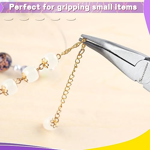 SPEEDWOX Mini Bent Chain Nose Pliers For Jewelry Making, Wire Wrapping & Beading - 45 Degree Curved Serrated Jaws - style: Bent Nose Pliers