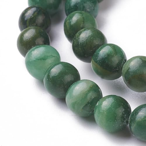 61Pcs Natural African Jade Beads 6mm Round Grade A Gemstone Beads Green Smooth Stone Loose Bead for DIY Bracelets Necklace Earrings Jewelry Making - color: Natural African Jade, size: 6mm