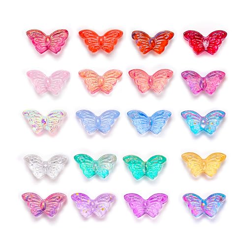 Mabor 100pcs Butterfly Crystal Glass Beads for Jewelry Making,Small Glass Beads(8 * 15mm),Colorful Glass Spacer Beads DIY Craft Making for Necklace Bracelet Earring Key Chains Jewelry