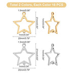 UNICRAFTALE 36pcs Star Links Charm Stainless Steel Links Charms 2 Colors Connectors Double Loops Metal Charm Jewelry Making Earring Bracelet Necklace