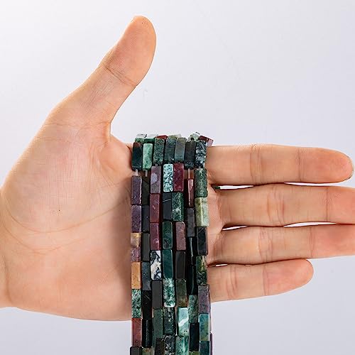 Natural Indian Agate Rectangle Tube Beads 4x13mm 38cm/str Loose Semi Gemstone Stone Beads for Making Bracelets Necklace Earrings - color: Indian Agate, size: 4x13mm Rectangle