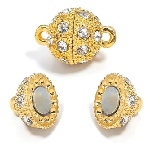 10PCS Magnetic Jewelry Clasps, Crystal Ball Connectors, Magnetic Necklace Clasps and Closures Easy-to-Use for Jewelry Closures (Silver) - color: silver