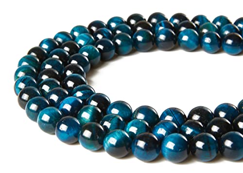 100pcs 8mm Aquamarine Tiger Eye Beads Natural Gemstone Beads Round Loose Beads for Jewelry Making - color: Aquamarine Tiger Eye, size: 8mm