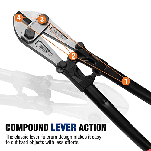 WORKPRO 24" Bolt Cutter, Chrome Molybdenum Steel Blade, Heavy Duty Bolt Cutter with Soft Rubber Grip, Cutting Tool for Cut Chain, Wire, Screw, Rivet - size: 24"