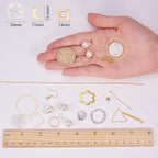 SUNNYCLUE 1 Box DIY 10 Pairs Geometric Hollow Earring Making Starter Kit Classic Round Square Heart Triangle Charm Connector, Earring Stud Hooks Jewelry Making Supplies Craft, Golden, Instruction - color: Diy 10 Pairs Earrings-style 1