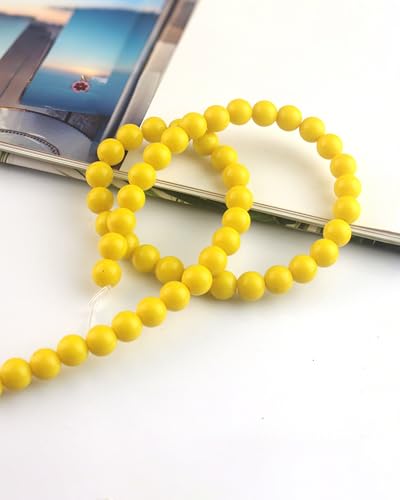 8mm Glass Beads 46PCS Glass Beads for Jewelry Making Charm Round Loose Bead for Bracelet Making Kit (Dark Yellow Glass) - color: Dark Yellow Glass