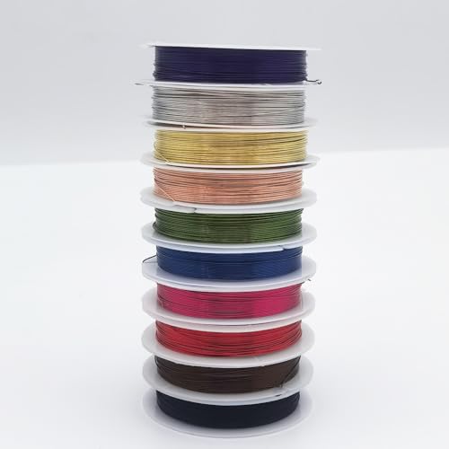 INSPIRELLE 10 Packs Copper Wire 24 Gauge Mixed Colors Craft Jewelry Beading Wire for Beginner Practice 0.5mm - size: 24 Gauge (0.5mm)