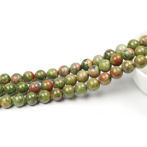 MJDCB Natural Stone Beads Unakite Round Loose Spacer Beads 15'' 4m 6m 8m 10mm 12m for Jewelry Making (4mm) - color: Unakite, size: 4mm