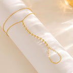 CHESKY 14K Gold Plated Hand Chain Bracelets for Women Set - Dainty Finger Ring Bracelet Stack Adjustable Hand Chains Durable Beaded Bracelets Trendy Simple Body Jewelry Gift for Women - style: 3beaded bracelet-gd