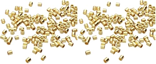 The Beadsmith Tube Crimp Beads, 2 x 2mm, 100 Pieces, Gold Color, Uniform Cylindrical Shape, No Sharp Edges, Designed to Secure The Ends of Jewelry Stringing Wires and Cables (Pack of 2) - size: Small (Pack of 2)