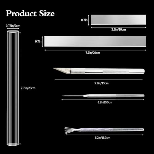 14 Polymer Clay Tools Acrylic Roller Clay Rolling Pin with Thickness Rings Tissue Blade Sculpting Earring Making Kit Supplies Slicer Knife Dotting Tool Jewelry Accessories Mini Cutters Press - color: 14 Pcs