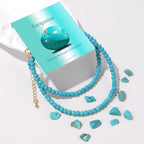 Crystal Choker Necklaces for Women,4mm Handmade Natural Stone Choker Beaded Necklace Healing Crystal Necklace Gemstone Bead Necklaces for Women - color: Turquoise